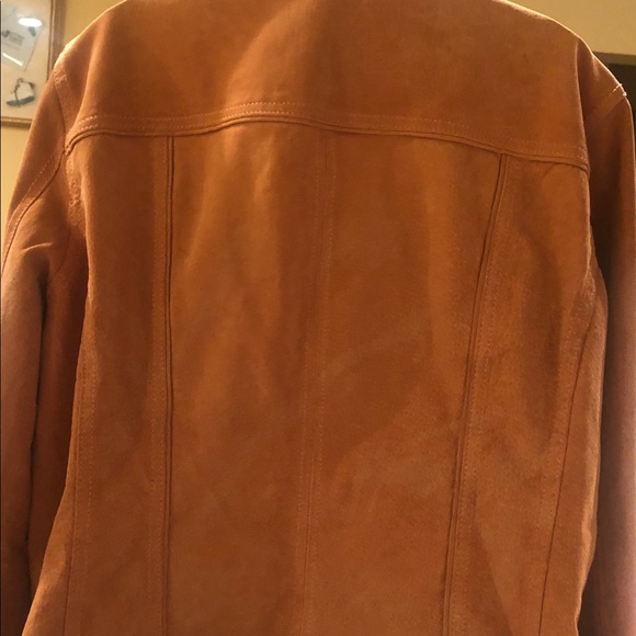 100% Washable Tangerine Colored Leather Jacket - Picture 5 of 9